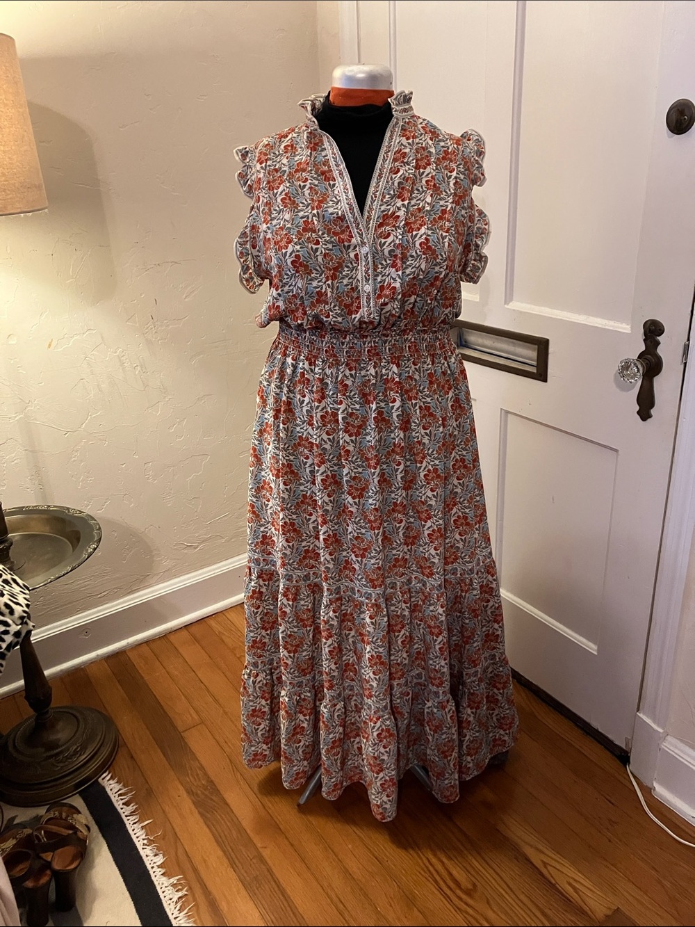 Max Studio White and Rust Floral Maxi Dress LNWoT - Picture 6 of 6